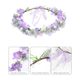 AWAYTR Leaf Flower Crown Garland Headpiece - Hair Floral Wreath Adjustable Flower Headbands for Bridal Wedding Festival Party Flower Leaves Crown