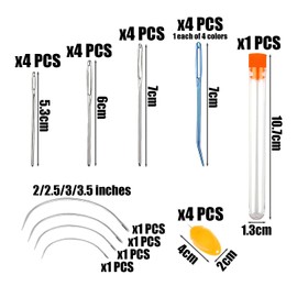 20-Piece Bent Needles and 4-Piece Threaders, Curved Needles, Sewing Needles, Sewing Tools, Yarn Needles, DIY Knitting Accessories