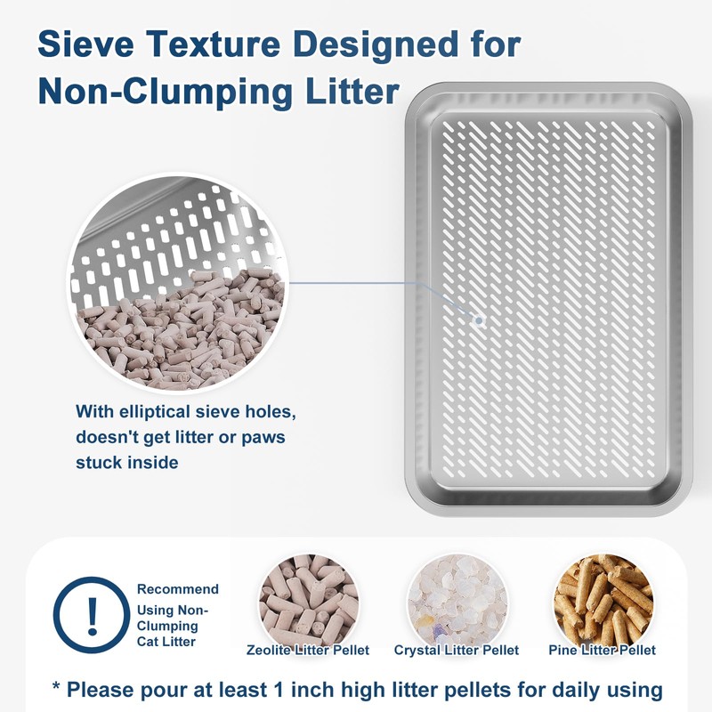 23.6''x16''x12'' Enclosed Stainless Steel Litter Box with Lid, XL Sifting