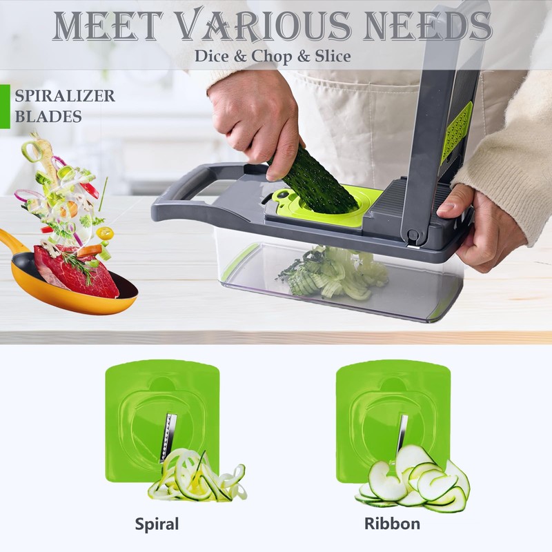 Dewpeton Pro-Series 20-in-1 Mandoline Slicer & Spiralizer, Veggie Chopper with