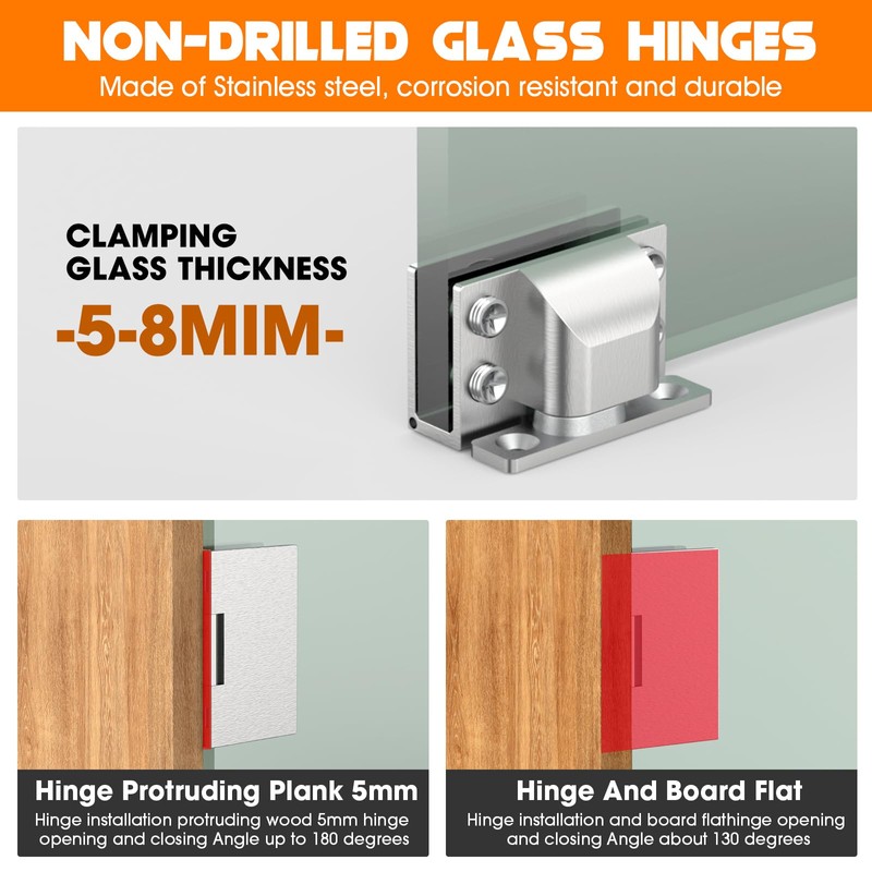 Mdkave Glass Door Hinges,Soft Close Hinges for Glass Cabinet Doors,304