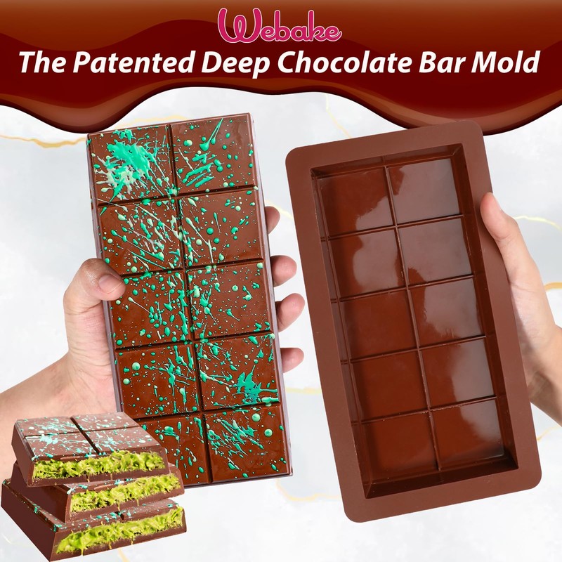 Webake The Original Deep Chocolate Bar Molds 2 Pack, 1