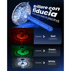 PoolPrime Pool Thermometer Easy to Read, Solar Pool Light with 8 RGBW Color Modes, Dual Dightal Displays for Inground Above Ground Pools (Deepblue)