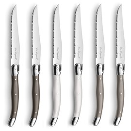 LOU LAGUIOLE - Set di 6 coltelli da bistecca - Tradition - 18/0 acciaio inox, finitura lucida - Lunghezza 23 mm - Colori variegati