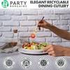 Party Bargains Disposable Plastic Navy Gold Salad Forks, Infinity Modern