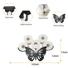 Cow Decorative Toilet Paper Holder Shelf, Cute Funny Tissue Iron Storage Stand Rack Iron Roll Paper Storage Bathroom Kitchen Accessories (Butterfly)