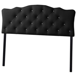 Baxton Studio Rita Faux Leather Tufted Queen Panel Headboard in Black