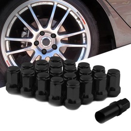 RUIEN 20pcs Steel Wheel Lock Nuts M12 x P1.5 for Honda, Mazda, Daihatsu and Mitsubishi Mini Vehicles Length 33mm Outer Hexagonal Taper 60 4 Hole 5 Hole with 19HEX Socket Short Nut Lug Nuts Racing Nuts