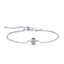 LibreLumos Moissanite Bracelet for Women, 0.3ct 4mm D Color Lab Created Dainty Tiny Diamond Bracelet, 18K Gold Plated Sterling Silver Bracelets for Women, Jewellery Gift for Women Her, 7.68, Sterling