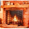 Fire Beauty Single Panel Handcrafted Wrought Iron Mesh Chevron Fireplace