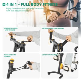 VIVIJASON Foldable Pedal Exercise Bike for Seniors, Adjustable Hand Arm Leg and Knee Exercise Peddler w/ Adjustable Height, Handgrip, Resistance Band, Recovery Home Workout Equipment for Elderly