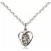 Bliss Sterling Silver Saint Christopher Medal Pendant Necklace 18" Chain