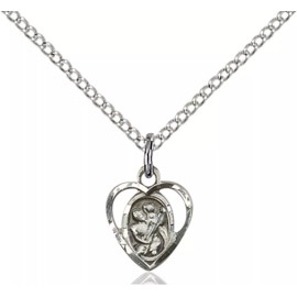 Bliss Sterling Silver Saint Christopher Medal Pendant Necklace 18" Chain GiftBox