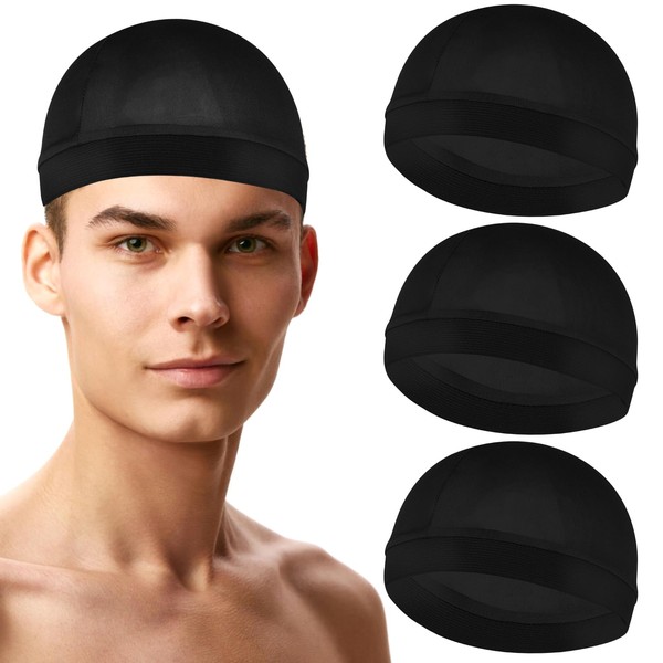 Hpmjz 3 Pcs Stocking Wave Cap Silky Elastic Band Cap