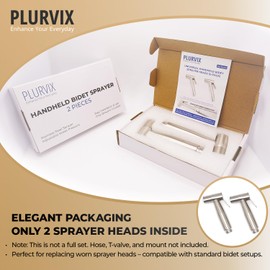 Plurvix Handheld Bidet Sprayer Heads, 2 PCS Stainless Steel Replacement Sprayer Heads Only, Refill Pack, Adjustable Water Pressure, Water Spray for Hygiene & Cleaning