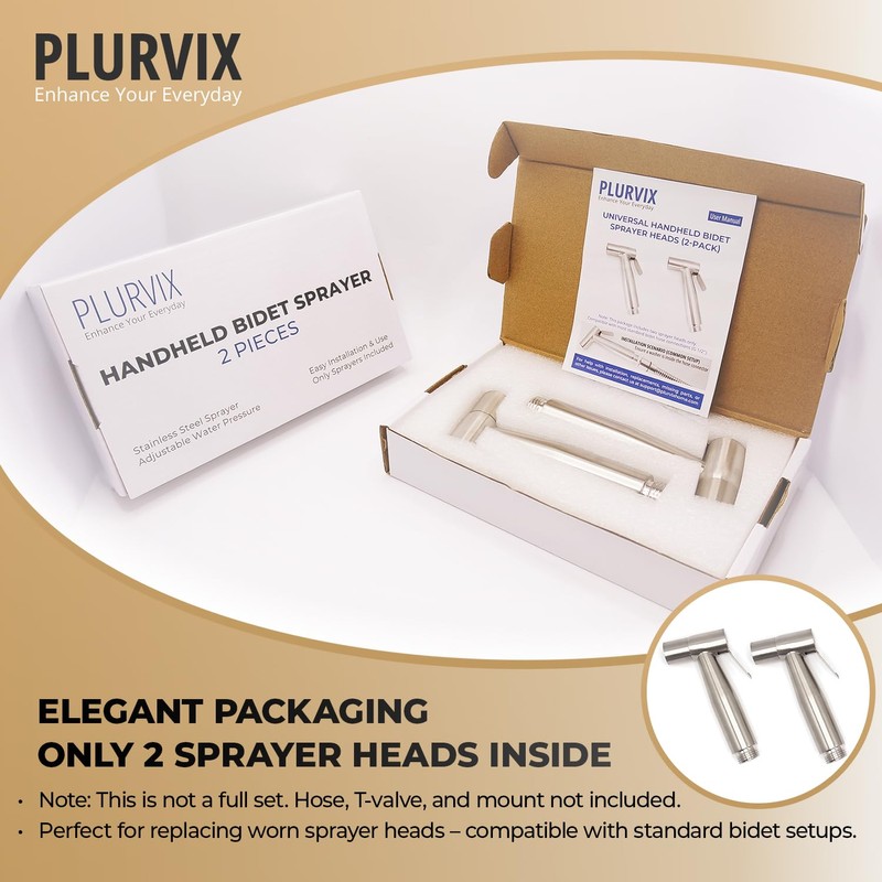 Plurvix Handheld Bidet Sprayer Heads, 2 PCS Stainless Steel Replacement