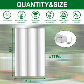 XISOCO 12 PCS 4' x 2' x 0.16'' Polycarbonate Greenhouse Panels Twin-Wall Polycarbonate Panels Reinforced Shatterproof Panel Greenhouse Polycarbonate Roof Panels for Outdoor Greenhouse Plant Stand Roof