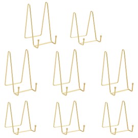 NGOSUET 8 Pieces 6 Inch 3 Inch Iron Display Stand, Gold Metal Plate Stand, Plate Holder, Display Stand, Plate Stand for Photo Display Boards Books Artworks