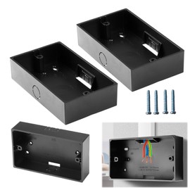 2 Gang Surface Mount Back Box Pattress Black 2Pcs, Black Pattress Box, 147 x 86 x 32mm Durable Electrical & Network Faceplate Mounting Solution