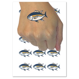 Bluefin Tuna Fish Fishing Temporary Tattoo Water Resistant Fake Body Art Set Collection - 15 2" Tattoos (1 Sheet)