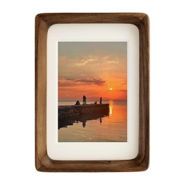 FLECHAZO 3x4 Picture Frame Wood with 2x3 Mat,Natural Solid Walnut Wooden Small Photo Frames 3 by 4 for Tabletop or Wall Display