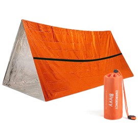 Emergency Tent with Whistle, Emergency Sleeping Bag, Survival Sleeping Bag, Survival Bivvy Bag, Emergency Survival Tent, Emergency Equipment, Rescue Tent for Outdoors, Ultralight and Waterproof, 150 x