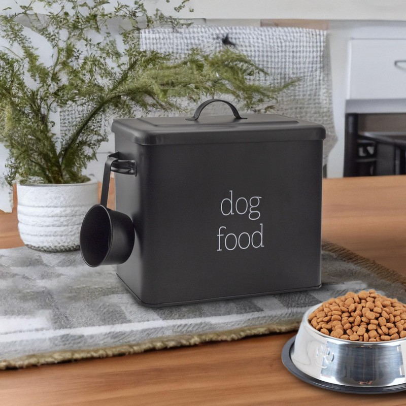AuldHome Design Retro Dog Food Canister (Black); Modern Farmhouse Style