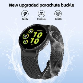 Oanux 20mm Stretchy Braided Nylon Compatible with Garmin Forerunner 165 Watch Band/55/245/645, Parachute Buckle Elastic Soft Sport Strap for Vivoactive 6/5/3/3 Music & Venu Sq 2 Women Men