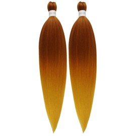 Gozill Ginger Golden Ombre Braiding Hair Pre Stretched Kanekalon Prestretched Braiding Hair Micro Ez Braid Hypoallergenic Braiding Hair Colored Hair Extensions Knotless Synthetic