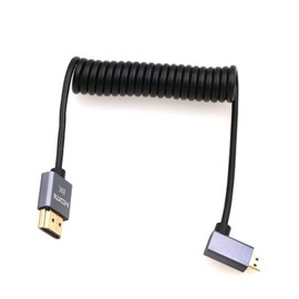 Eonvic 8K 2.1 HDMI to Micro HDMI Left Angle Cable High Speed 48Gbps Coiled Cable for Atomos-Ninja-V 4K-60P Record 48Gbps HDMI for Canon-R5C,R5,R6