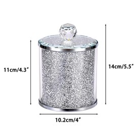 BTSKY 1pcs Crushed Diamond Storage Canister with Lid - Sparky Glass Container for Sugar, Coffee, Tea, Candies, Kitchen Glass Modern Decor Counter Decoration