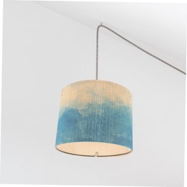 AUTSUPPL Elegant Blue Lamp Shade in Bamboo - E27 Drum Lampshade - Ideal for Table Lamp or Floor Lighting Japanese Style Light Cover with Spider Construction 11x11inch