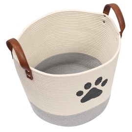 Cotton dog toy basket storage, puppy toy basket, puppy bins, laundry basket blanket storage bin - Perfect for organizing pet toys, blankets, leashes, pee mats and diapers -beige gray