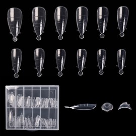 KADS 120PCS Clear Full Cover Dual Nail System Form UV Gel Acrylic Nail Art Mold Artificial Nail Tips with Scale for Extension (Model 8)