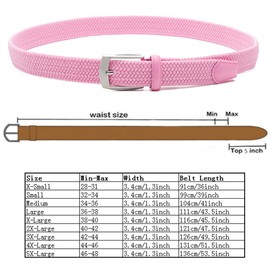 Canvas Elastic Fabric Woven Stretch Braided Belts for Men Women Junior with Multicolored/Full Sizes (1197 pink, XL)