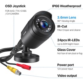 ZOSI 2.0 MP HD 1080P 4 in 1 TVI/CVI/AHD/CVBS Security Cameras Day Night Camera 65ft IR Distance, Compatible for HD-TVI, AHD, CVI, and CVBS/960H Analog DVR (Renewed)
