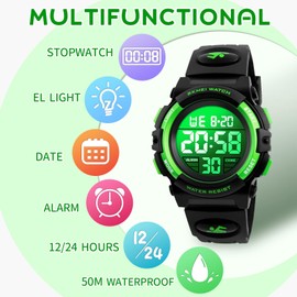 Dayllon Kids Digital Watch Outdoor Sports 50M Waterproof Electronic Watches Alarm Clock 12/24 H Stopwatch Calendar Boy Girl Wristwatch