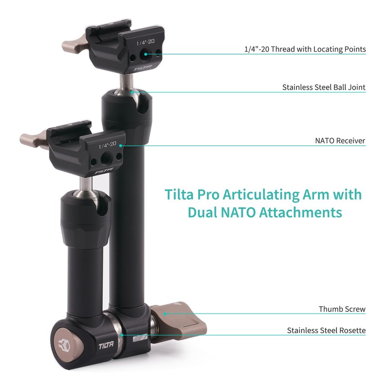 TILTA Pro Articulating Arm (Dual NATO Clamps) TA-PAA-B
