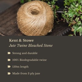 Kent & Stowe Jute Twine 150m/250g in Bleached Stone, 3 Ply Garden String for Use Around the Home, Garden, Allotment, or in Floristry, All Year Round Garden Tools Made from Jute