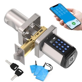 YOUDO Keyless Entry Door Lock - Electronic Door Knob with Keypad Smart Lock Front Door APP Control Easy Installation with 3 Card 2 Mechanical Key for Home Apartment Bedroom Hotel Garage