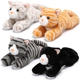 Libima 4 Pcs 14 Inch Cat Stuffed Animals Bulk Cute Fluffy Large Kitten Plush Soft Stuffed Dolls Tabby Cat for Boys Girls Birthday Baby Shower Pet Party Favor Charity Gifts