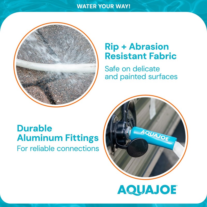Aqua Joe RV Water Hose with Flexible Marine-Grade Fiber Jacket,