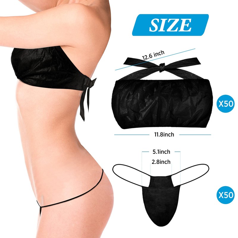 100 Pcs Women Disposable Underwear Set,Bras and Thong Panties for