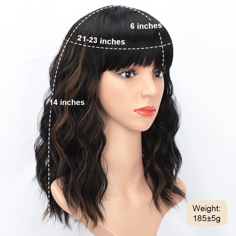 ColorfulPanda women's wig black brown short bob curls wigs