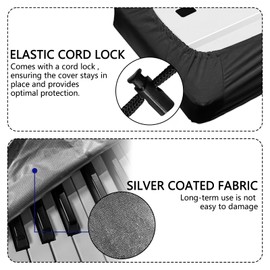 Musiin 88 Key Piano Keyboard Out Door Dust Cover, Elastic Electronic Keyboard Piano Cover for Outdoor performance, Electronic Keyboard Cover with Elasticity and Cord Lock (Black)