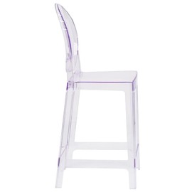 Pemberly Row Oval Back Ghost Counter Stool in Transparent Crystal