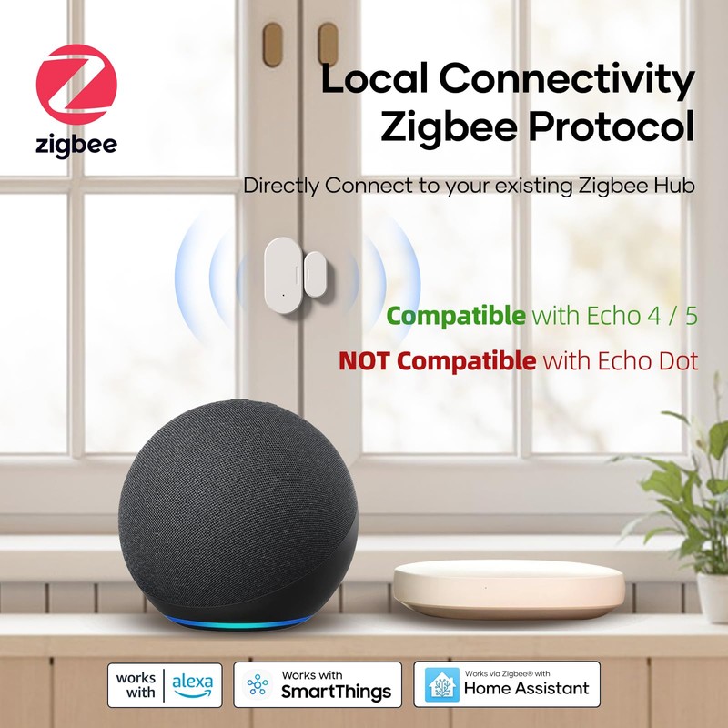 4 Pack Zigbee Door Sensor, Mini Smart Contact Sensor for