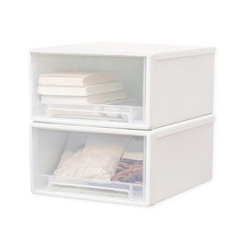 MytaYt Pack of 2 Plastic Stackable Desk Drawer Box Suitable for Living Room, Bedroom, Office