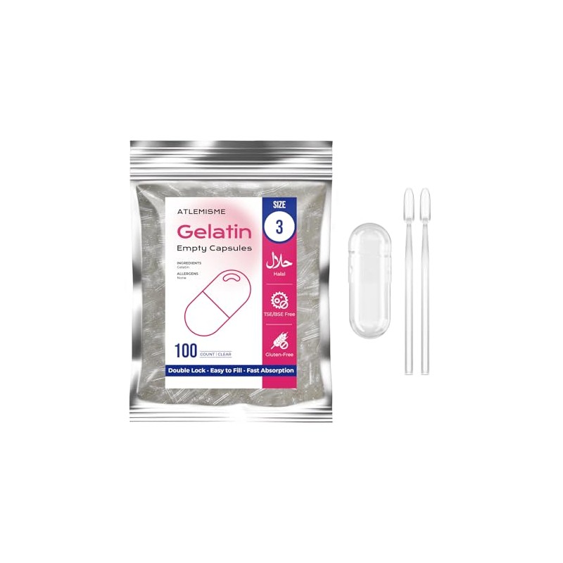 Empty Gelatin Capsules Size 3 - (100 Count) Very Small