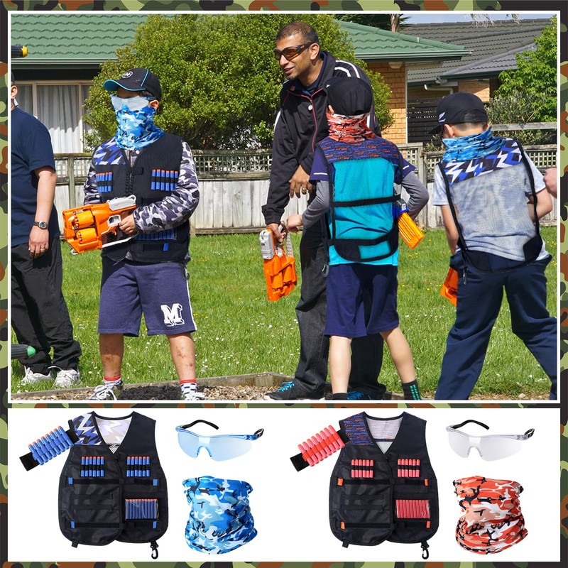 Sosation 8 Sets Kids Tactical Vest Compatible with Nerf Party